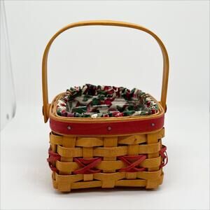 Vintage 2000 Longaberger Tree Trimming Collection Handwoven Basket Red